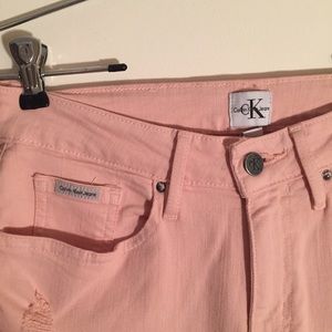 Calvin Klein Pink Distressed Mom Jean